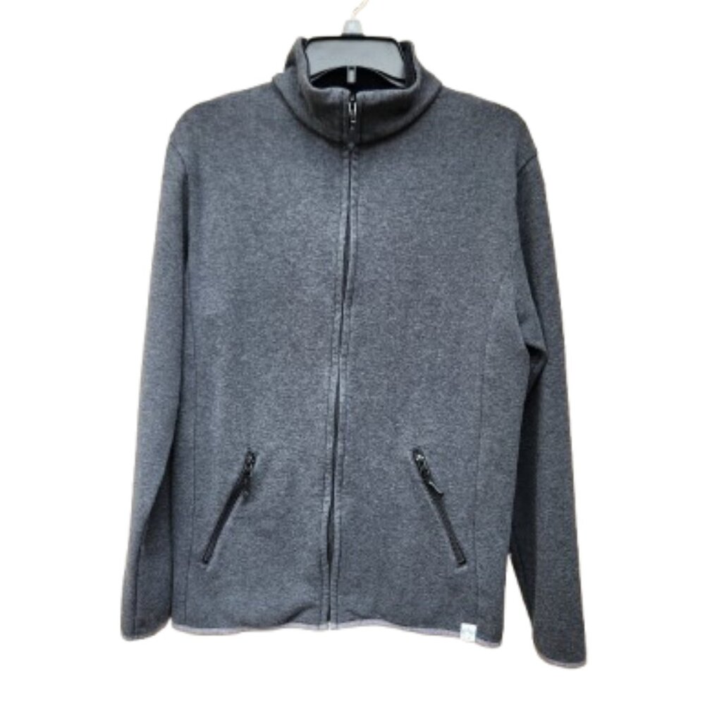 Juju Gray Full Zip Knit Jacket Zip-Up Pockets Casual Basics Solid